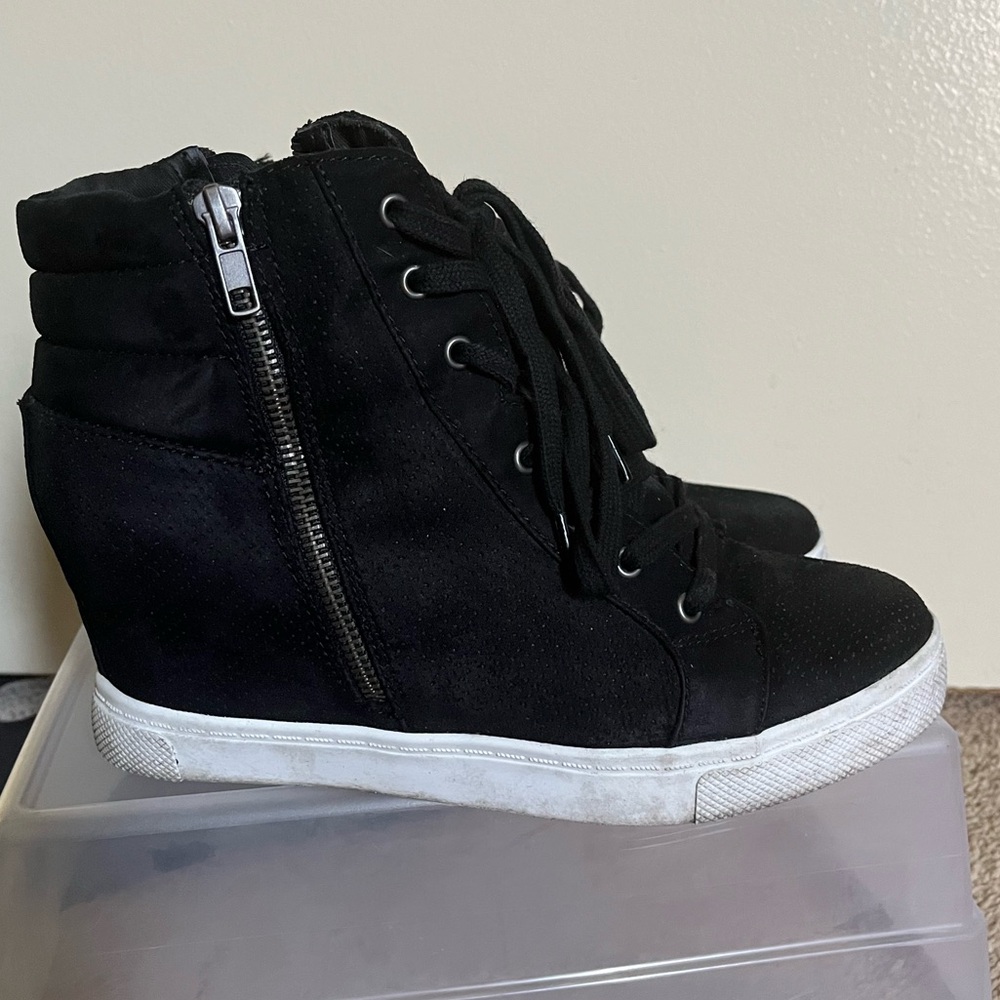 Steve Madden Black High-Top Wedge Sneakers